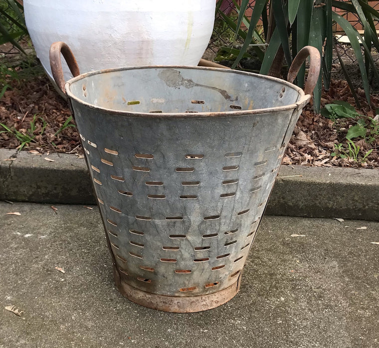 Vintage Turkish Olive Picking Bucket  #4088