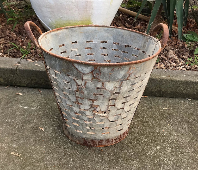 Vintage Turkish Olive Picking Bucket  #4089
