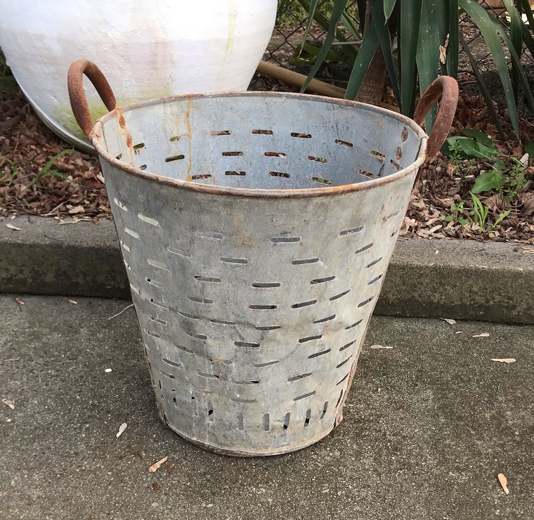 Vintage Turkish Olive Picking Bucket  #4091