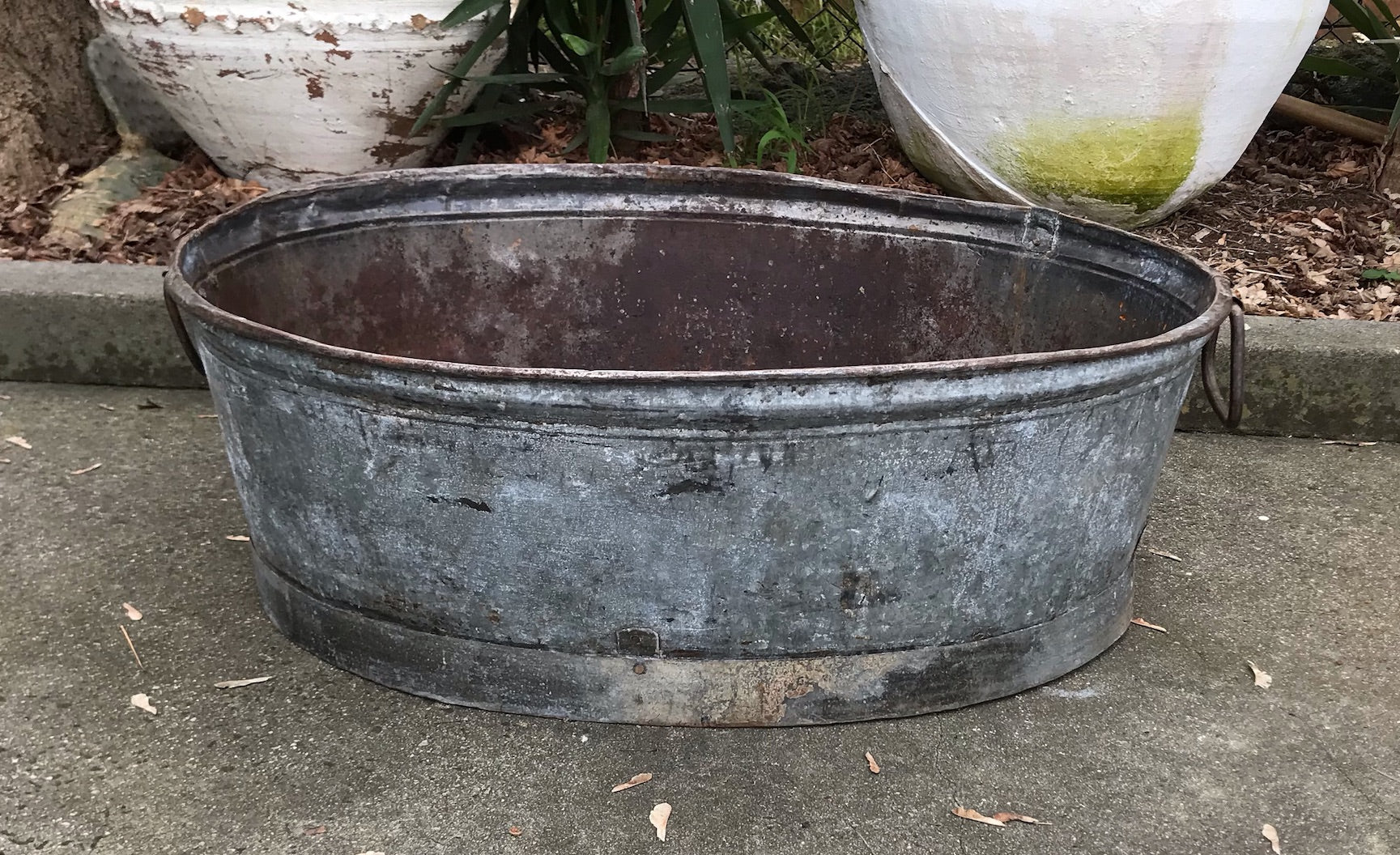 Vintage  European Rustic Metal  Wash Tub  #4099