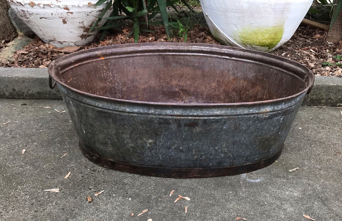 Vintage  European Rustic Metal  Wash Tub  #4100