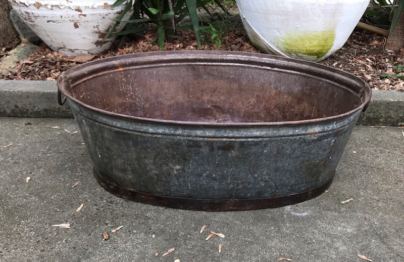Vintage  European Rustic Metal  Wash Tub  #4100