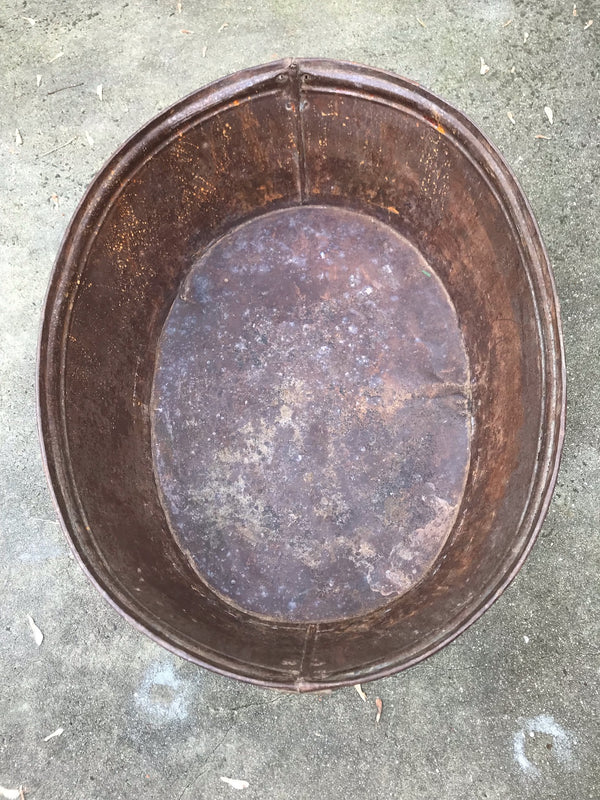 Vintage  European Rustic Metal  Wash Tub  #4100