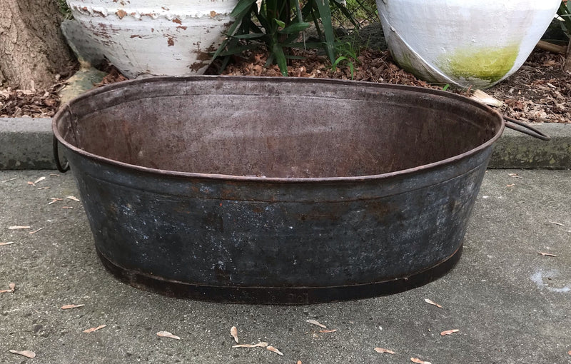 Vintage  European Rustic Metal  Wash Tub  #4102
