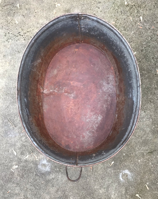 Vintage  European Rustic Metal  Wash Tub  #4103