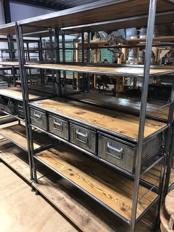 Vintage industrial Dutch warehouse  rack polished steel #2026