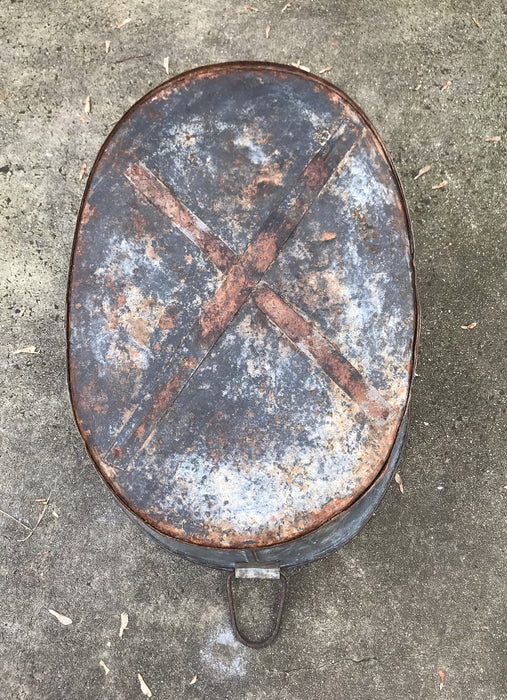 Vintage  European Rustic Metal  Wash Tub  #4104