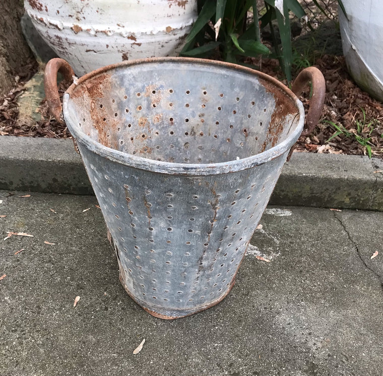Vintage Turkish Olive Picking Bucket  #4106