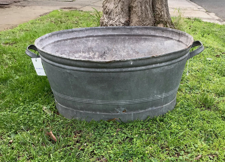 Vintage  European Galvanised Wash Tub # 4114