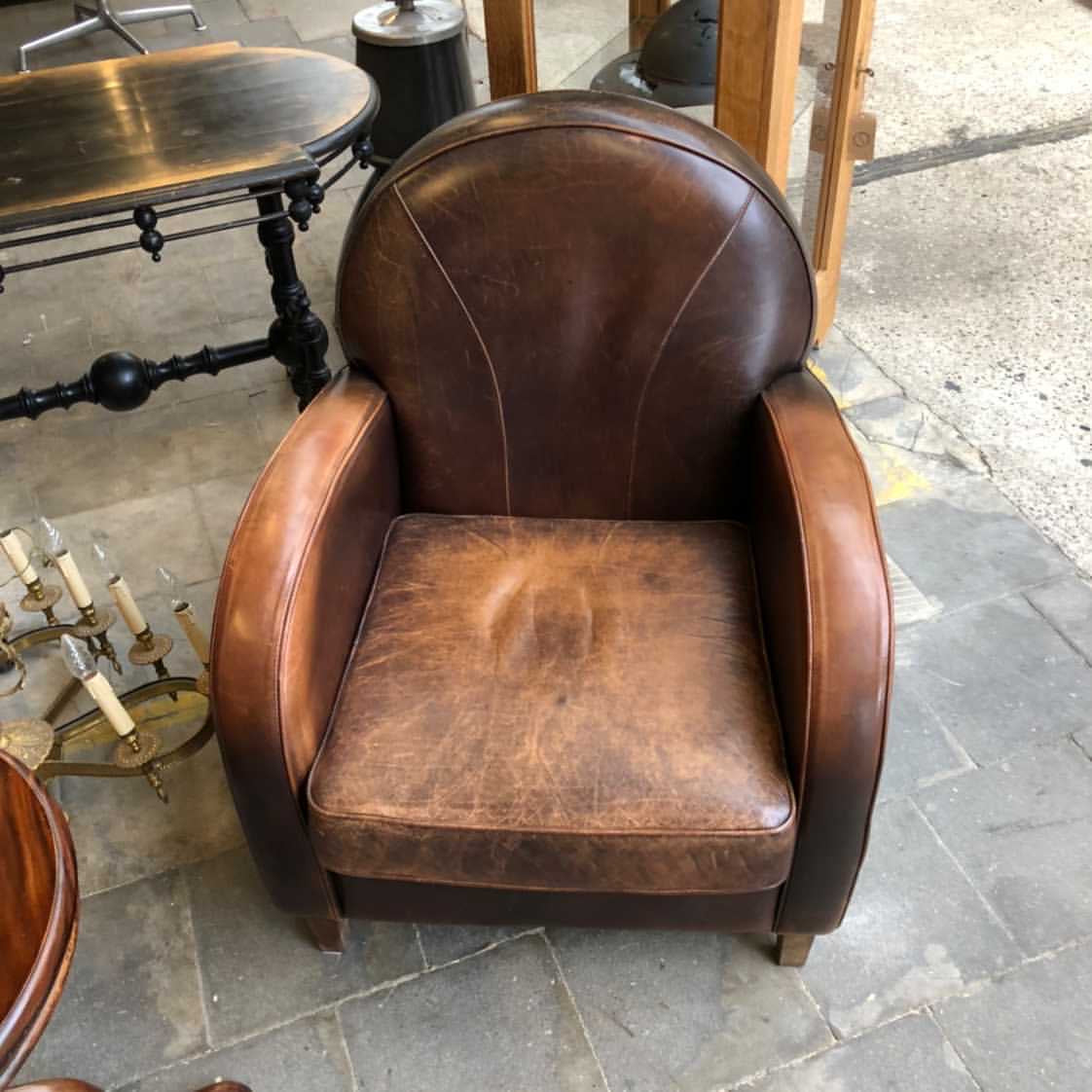 Vintage French 1940S Art Deco Leather Club Chairs Set # B3135A Byron –  Fossil Vintage Australia