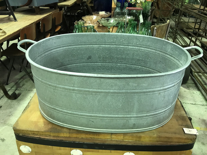 Vintage industrial Czech 40s galvanised oval wash tub #1866/3