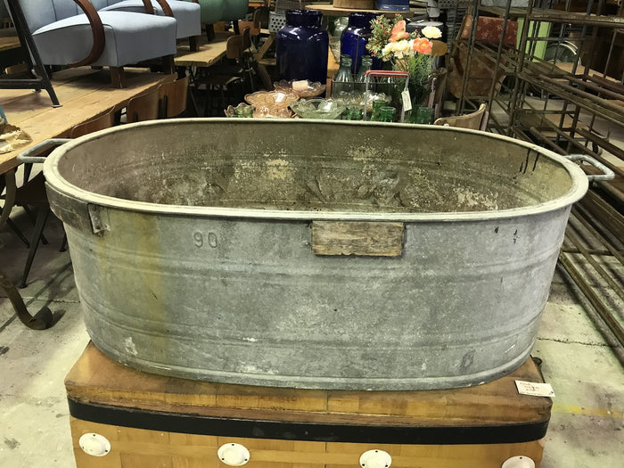 Vintage industrial Czech 40s galvanised oval wash tub #1868/5