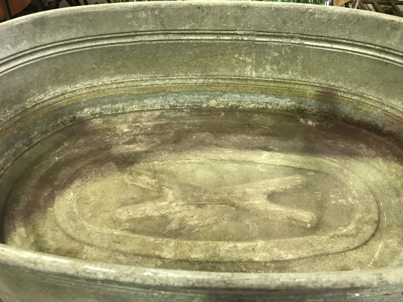 Vintage industrial Czech 40s galvanised oval wash tub #1869/6