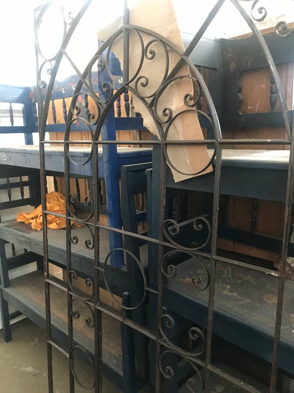 Vintage industrial European church cast iron window #2575