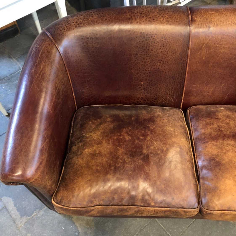 Vintage  French 1940s leather lounge  #3134