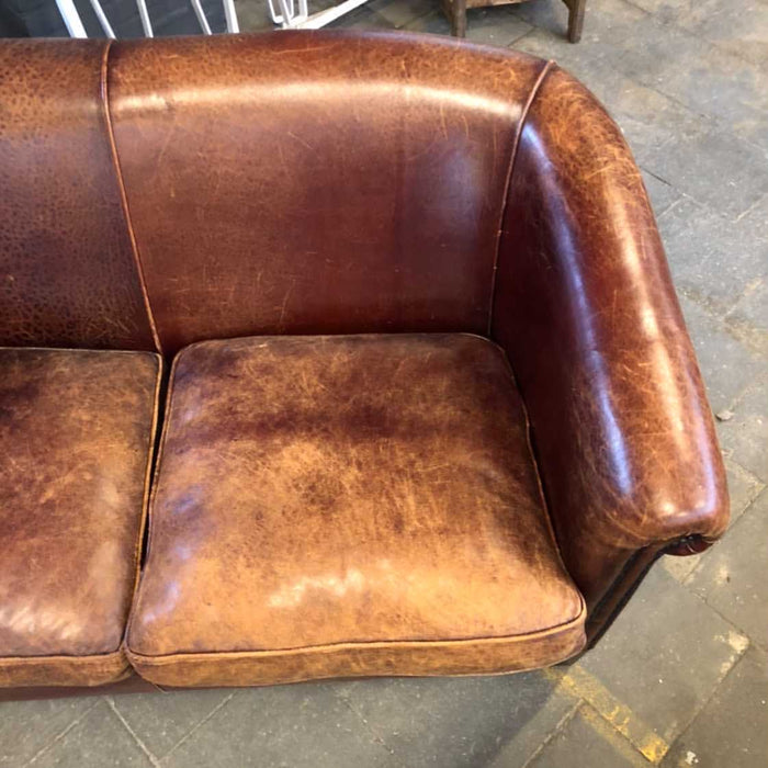 Vintage  French 1940s leather lounge  #3134