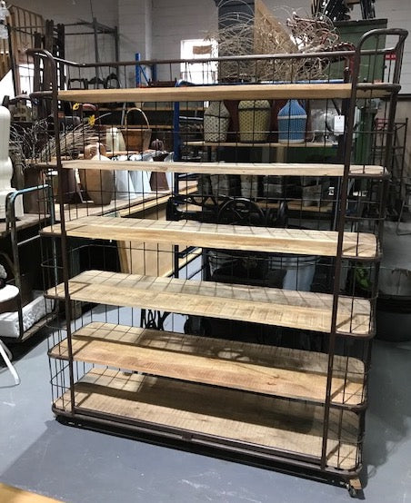 Vintage Metal and Wood Display Shelf  Unit   #4229