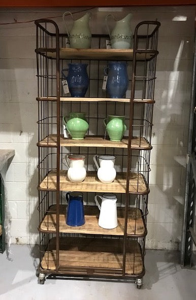 Vintage Metal and Wood Display Shelf  Unit   #4131  Byron