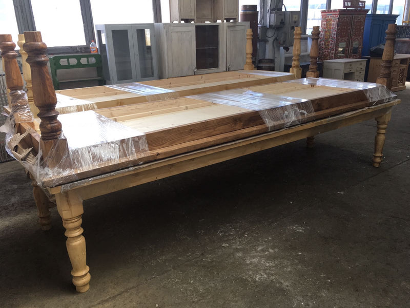 Vintage industrial European kitchen farmhouse dining table 3.35 long #1914