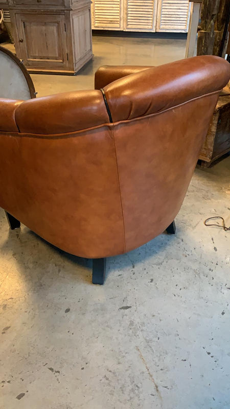 Vintage French 1940s leather club chair VLS #3191