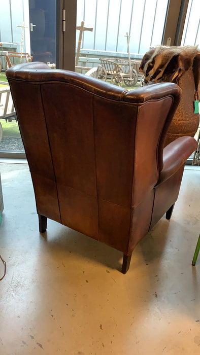 Vintage French 1940s leather club chair VLS #3188