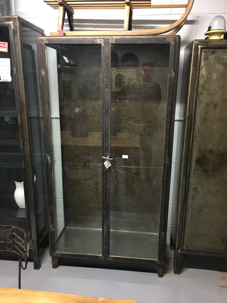Vintage industrial European  1940s polished steel medicine cabinets #2031 Byron