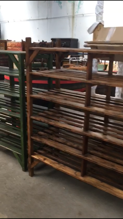 Vintage industrial Belgium bakers wooden rack  #1949