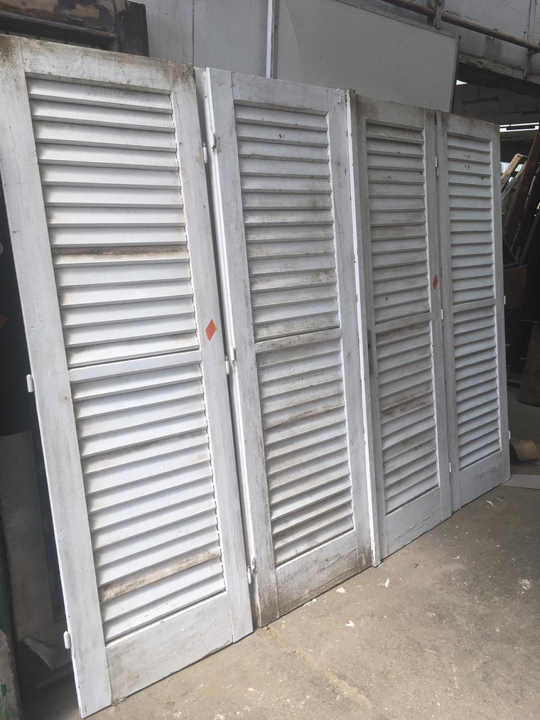 vintage French wooden house door  2.8 mt wide #2623 wht shutters