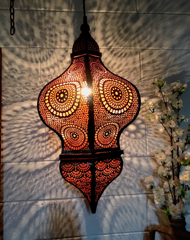 Moroccan Style  Pressed Metal Copper Finish  Light  #4269   Byron