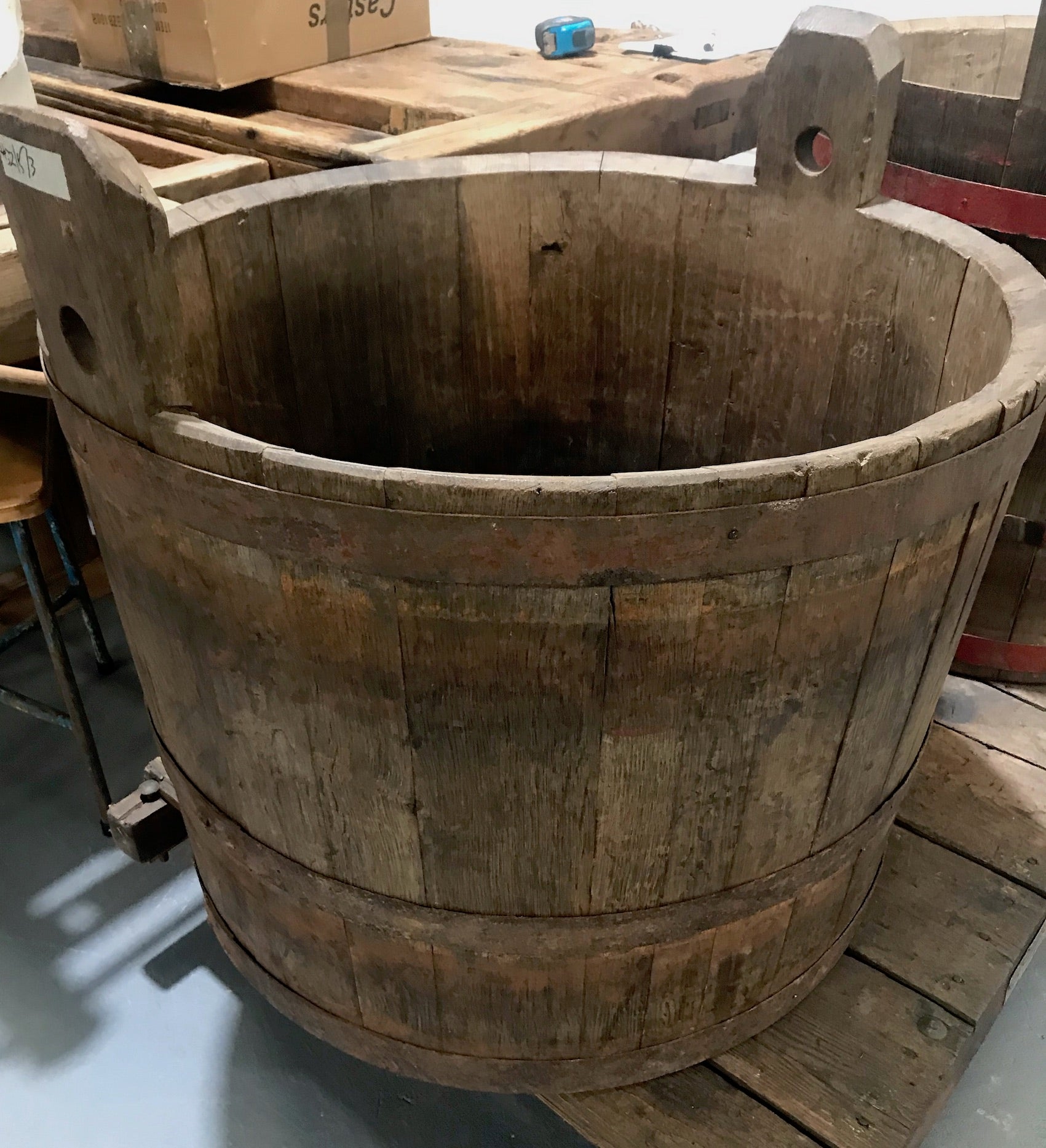 Vintage industrial French oak  wine barrel #3215/3