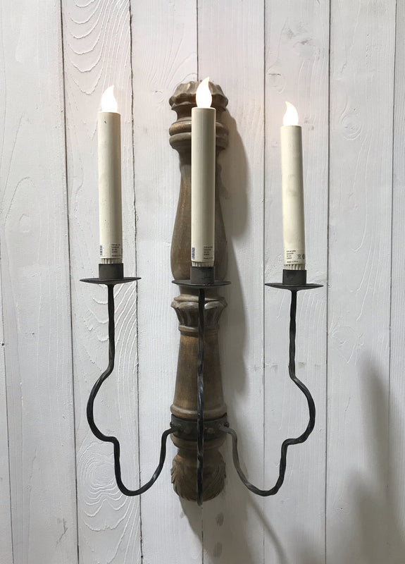 Wood and Metal Wall  Candleabra  #4288