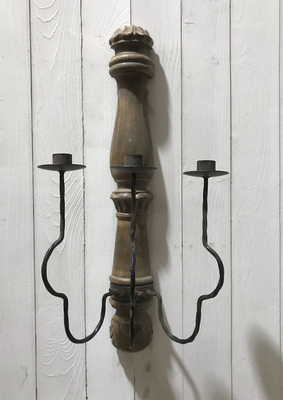 Wood and Metal Wall  Candleabra  #4288