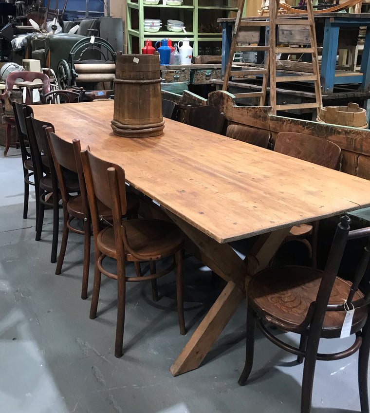 Vintage European Trestle Farmhouse  Table  2.9 mt #3216