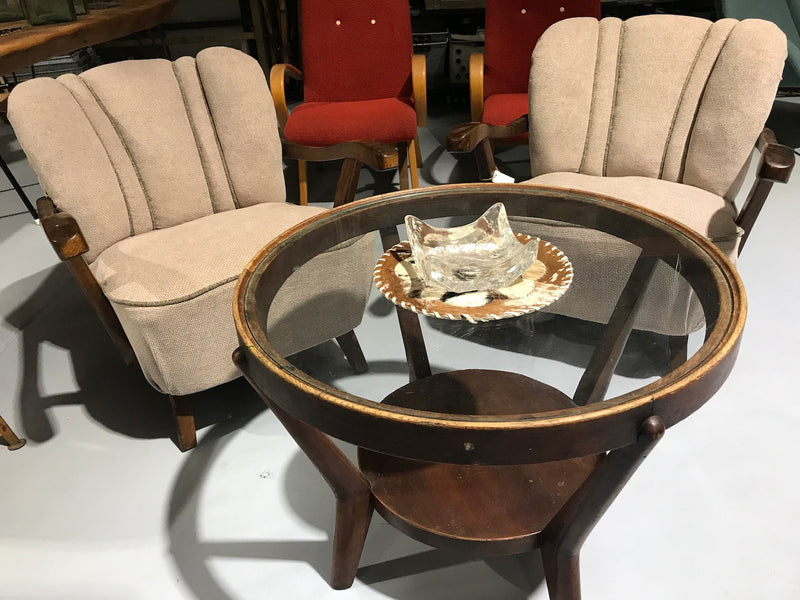 Vintage industrial Czech Halabala wooden coffee table #1939