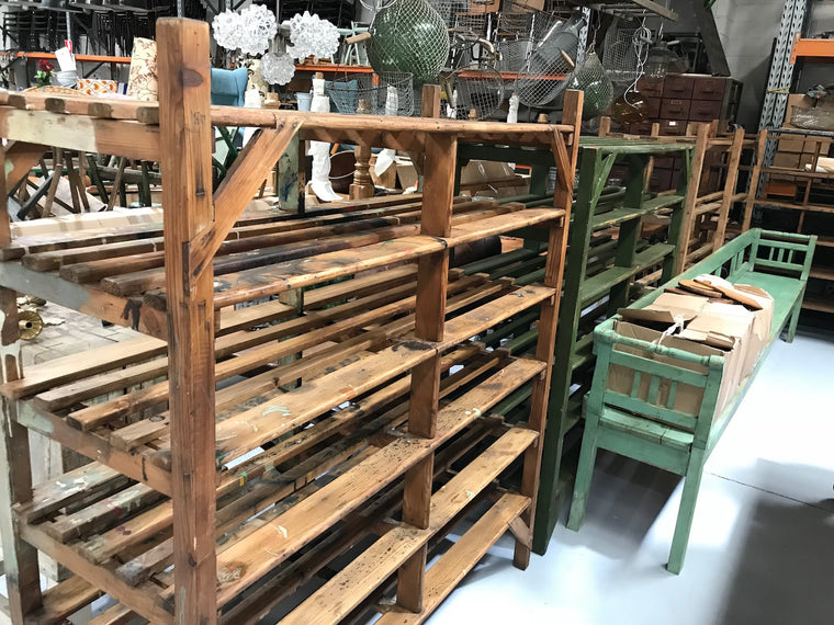 Vintage industrial Belgium bakers wooden rack  #1949