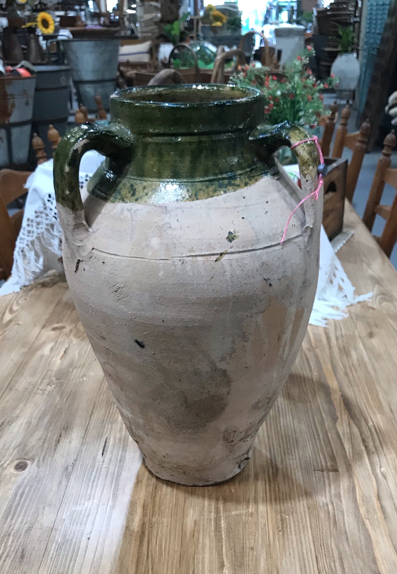 Vintage Turkish Terracotta Glazed  Pot #3292