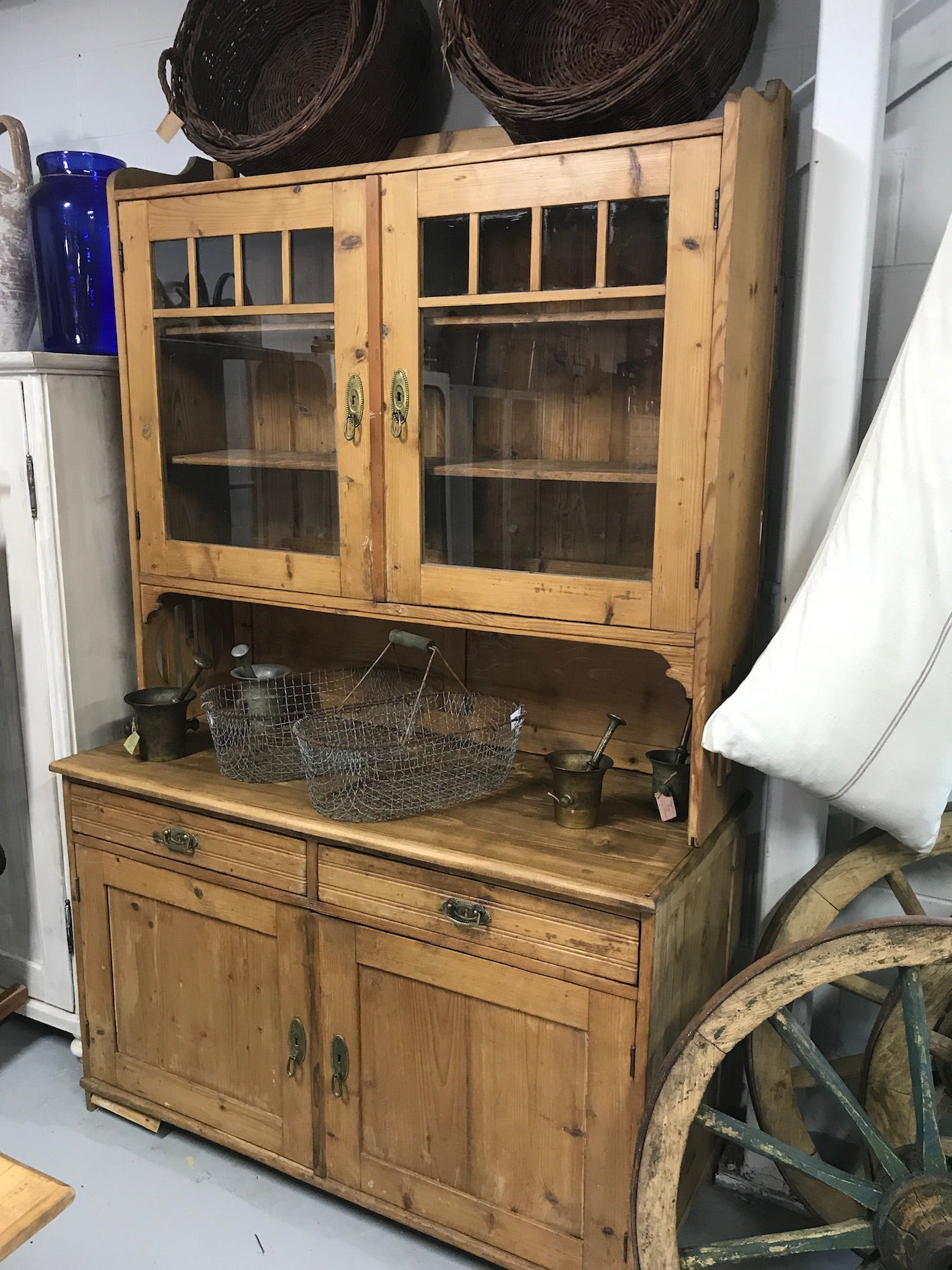 Vintage industrial European wooden kitchen cabinet #2131 all wood