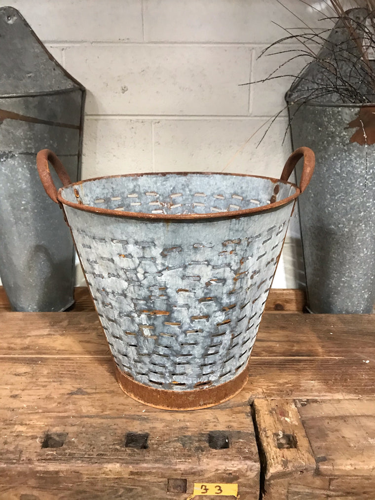 Vintage Turkish Olive Picking Bucket  #3360