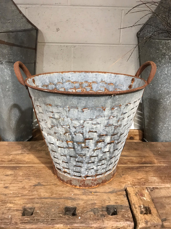Vintage Turkish Olive Picking Bucket  #3362
