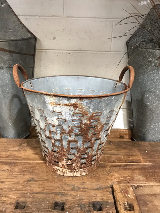 Vintage Turkish Olive Picking Bucket  #3363