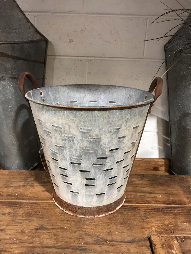 Vintage Turkish Olive Picking Bucket  #3364