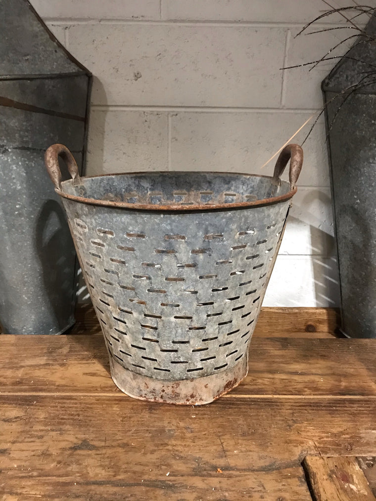 Vintage Turkish Olive Picking Bucket  #3365
