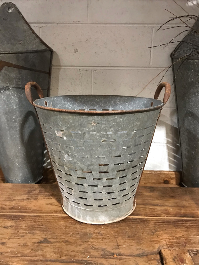 Vintage Turkish Olive Picking Bucket  #3366