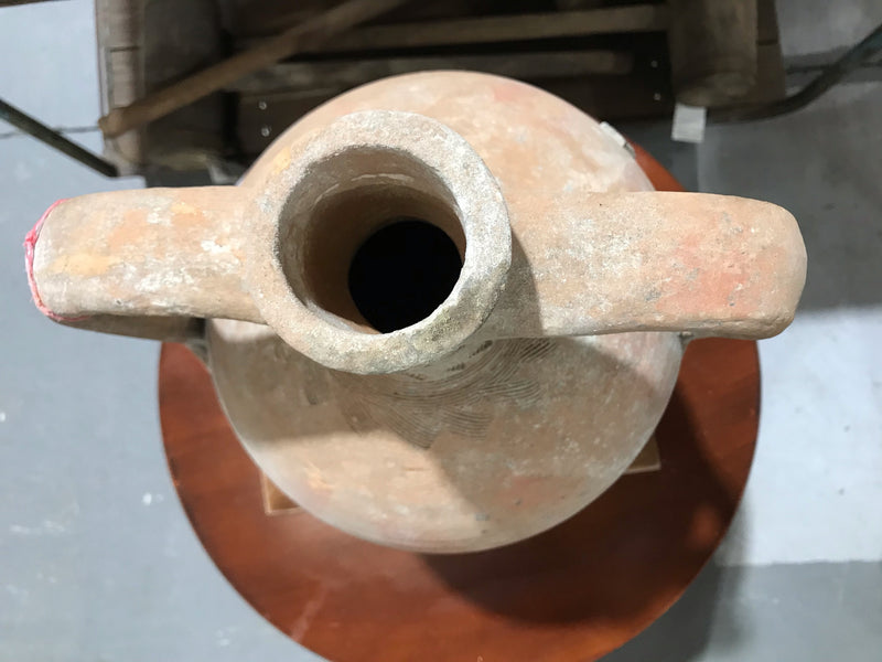 Vintage  Greek  Terracotta 2 Handle Olive Oil Pot #3395