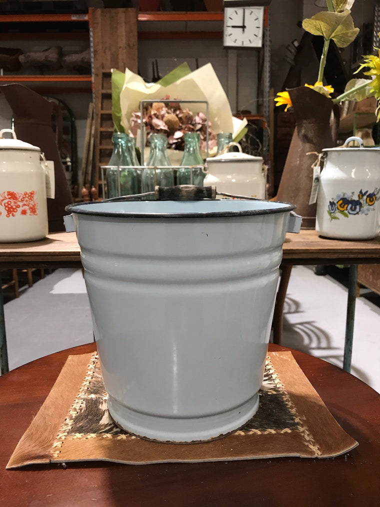 Vintage  European Enamel Water Bucket  #3401