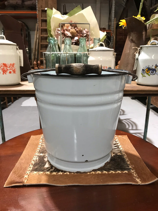 Vintage  European Enamel Water Bucket  #3401