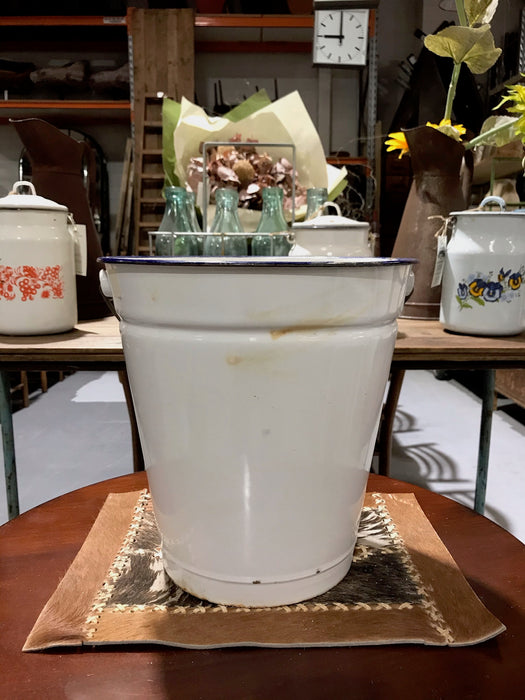 Vintage  European Enamel Water Bucket  #3402