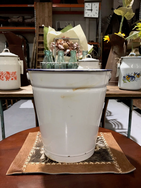 Vintage  European Enamel Water Bucket  #3402