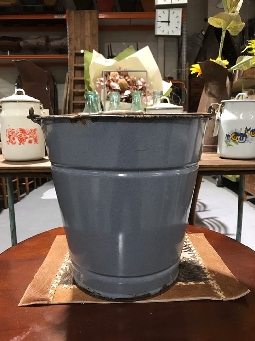Vintage  European Enamel Water Bucket  #3403