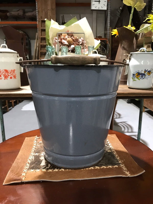 Vintage  European Enamel Water Bucket  #3403
